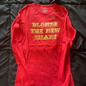 🆕 NWT “Blonde The New Smart” Red Long Sleeve T-Shirt, Size Small